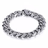 Trendsmax Mens Boys Chain Cuban Curb Frosted Matte Link Bracelet 316L Stainless Steel Bracelet 7-11 inch