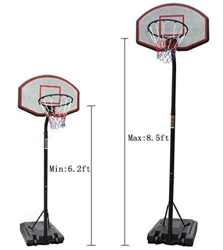 KLB Sport Portable Height Adjustable Youth Basketball Hoop System Stand w/Wheels, 36 Inch Backboard