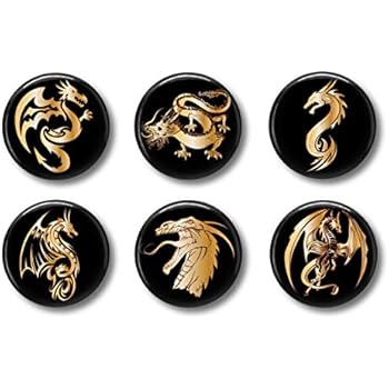 Cute Locker Magnets For Teens - Golden Dragons - Set of Six 1.75