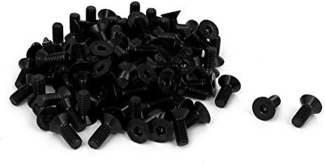 uxcell M4 x 10mm Metric Hex Socket Countersunk Head Screw Bolts Black 100PCS