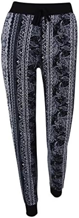 Hot Kiss Junior's Printed Soft Jogger Pants (Small, Black White Lace)