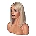 DOINSHOP Straight Bob Hair Cut Blonde Wig Density Remy Human Hair Blunt Cut Brazilian Wig for Women 14 inch