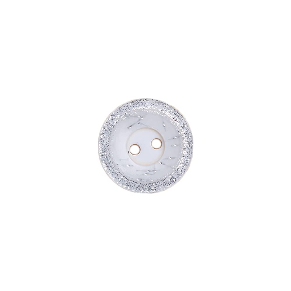 100 Pieces Glitter Button Set 2 Holes Resin Button for Crafting Sewing Replacement Knitting Baby and Kids Cardigans Handmade Crafts，Silver Ring 15MM