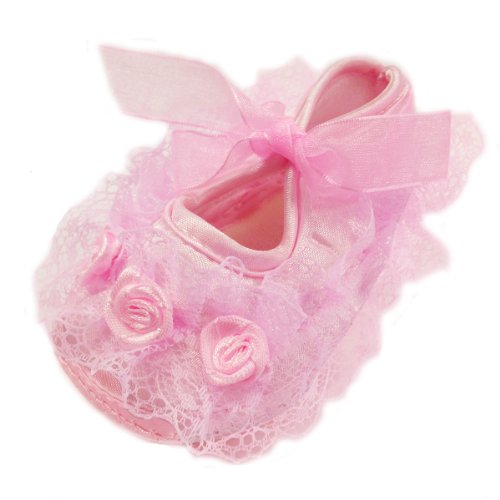 Wrapables Floral and Lace Keepsake Shoes and Headband Set, Size 12, Pink
