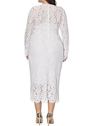 Dasior vestido de cóctel de manga larga con encaje floral sexy para mujer