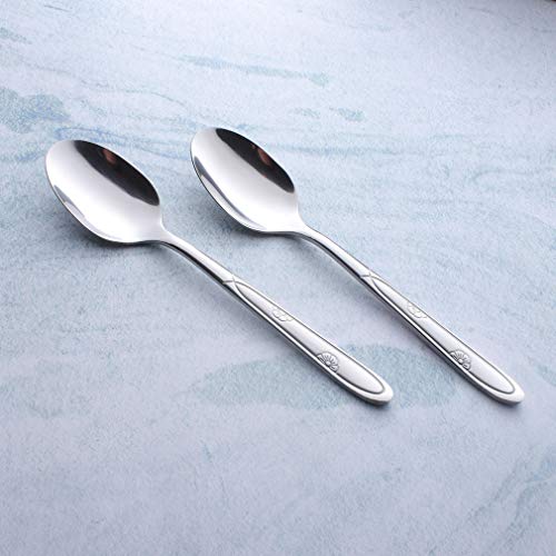 Teaspoon Sets 12 Piece Stainless Steel Flatware 6-inch Small Dessert Tea Spoons Only Service for 12 Table Silverware Eating Utensils Cutlery Mirror Finished Dishwasher Safe - Thumbnail 5