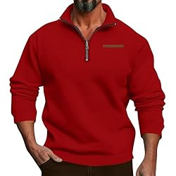 Mens Quarter Zip Pullover Vintage Fashion Long