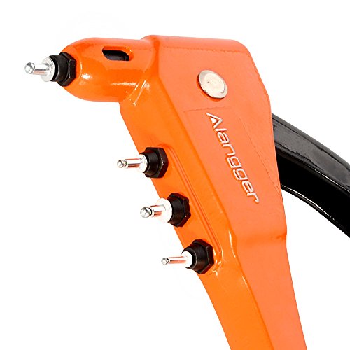 Professional Pop Rivet Gun Kit-Heavy Duty Riveter with 60 Metal Rivets(4 Different Nozzles Size) and a Service Wrench -Hand Repair Tool