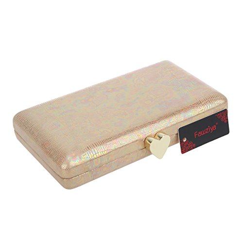 Fawziya Evening Bags And Clutches For Women Heart Lock Purses And Handbag-Gold