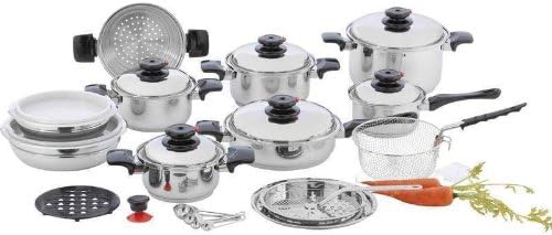 Chef's Secret 28pc 12-element T304 Stainless Steel Waterless Cookware Set Fast Shipping