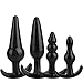 4 PCS Medical Silicone Toy with T-bar Base Toys for Women and Men (Black)