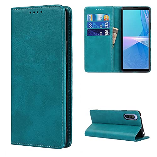 Copmob Sony Xperia 10 III Phone Case,Premium Flip Leather Wallet Case,[3 Card Slots][Stand Function][Magnetic Closure],Protective Cover Case for Sony Xperia 10 III - Sky Blue