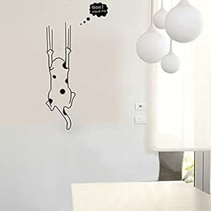 AVANI EXCHANGE Dibujos Animados Negro Blanco Gato Etiqueta de la Pared