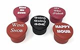 5 Wine Stoppers - Funny Silicone Reusable Corks Best Wine Gifts Add Your Own Personalized Touch on Bottles Top Perfectly Fits to Seal and Preserve Your Favorite Wine Cap Wedding Favor Accessories