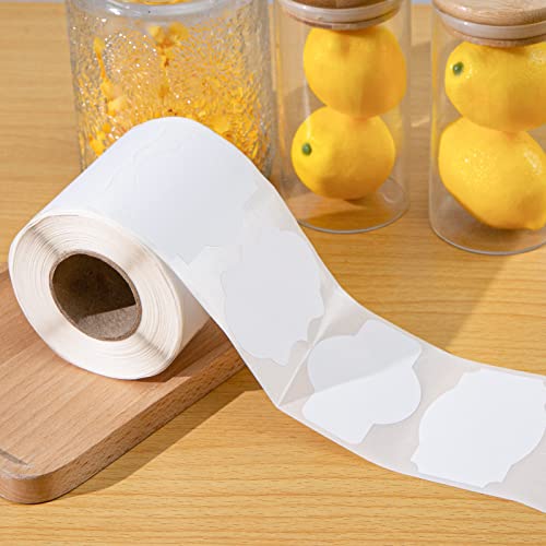 Koogel White Stickers Labels, 510PCS Jar Gift Stickers 2 x 3 Inch Fancy Shape Blank Tags for Food Jar Canning Holiday Gift Essential Oil Bottles