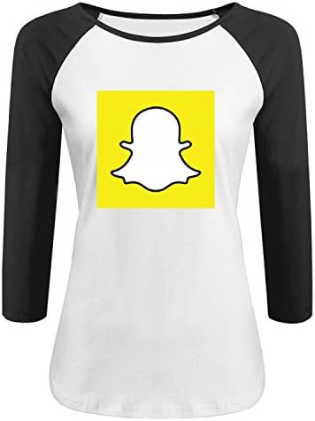 LLEMANU Women's Snapchat Raglan Tshirts Black 3/4 Sleeves