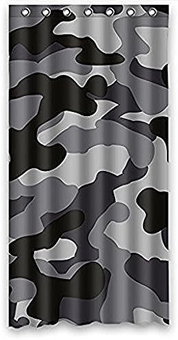 JackieTD Custom Fantastic Black Gray White Camo Camouflage Army Ring Hooks Included Fabric Window Curtains 52 x 63 (One Piece)with Hooks by Hot Curtain