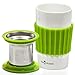 Live Infused Single Cup Loose Leaf Tea Brewing System, 16oz Ceramic Mug with Tea Infuser, Lid, and Silicone Mug Sleeve (Green)