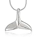 925 Sterling Silver High Polished Solid Whale Tail Pendant on Alloy Necklace Chain, 18 inches