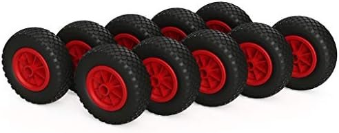 10 x PU Wheel Ø 200 mm 2.50-4 Plain Bearing, Puncture Proof, Black/red