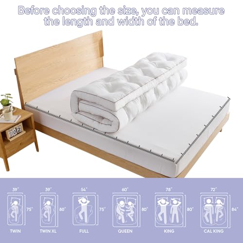 WhatsBedding 4 Inch Memory Foam Mattress Topper Queen for Back Pain Relief, Filled with Breathable Gel Memory Foam, Fluffy Comfort Supportive Pillow Top Mattress Topper, 80x60x4in
