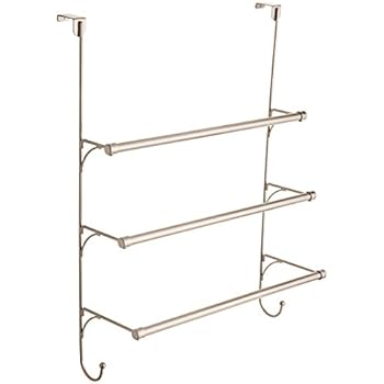 Franklin Brass 193153-FN Over the Door Triple Towel Rack with Hooks, Satin Nickel