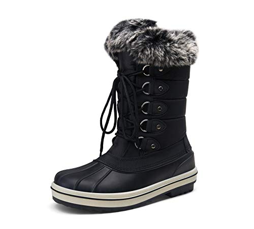 VEPOSE-Womens-Waterproof-Snow-Boots-Mid-Calf-Lace-Up-Fur-Shoes