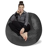 Sofa Sack - Plush, Ultra Soft Bean Bag Chair - Memory Foam Bean Bag Chair with Microsuede Cover - Stuffed Foam Filled Furniture and Accessories For Dorm Room - Charcoal 4'