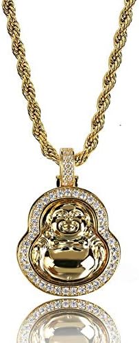 AOVR Hip Hop Cuban Link Chain 14k Gold Silver Plated CZ Crystal Fully Iced-Out Plug Pendant