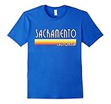 Mens Sacramento California T Shirt Retro Lines Large Royal Blue