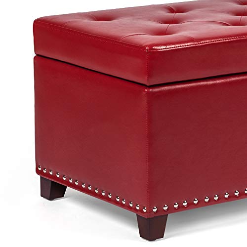 Homebeez Faux Leather Storage Ottoman Bench, Tufted Foot Rest Stool
