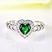 Psiroy 925 Sterling Silver Created Emerald Quartz Filled Halo Heart Promise Ring Size 8