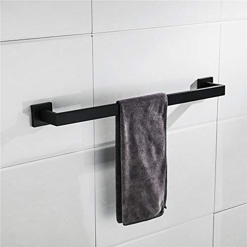 Turs 4-Piece Bathroom Hardware Set Towel Bar Toilet Paper Holder Towel Ring and Towel Hook, Matt Black SUS 304 Stainless Steel Wall Mounted - Thumbnail 2
