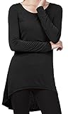 [DRSKIN] Women Comfy Loose Fit Long Tunic Top With Various Hem (XL, Black)
