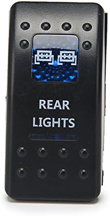 SinoAuto Laser Rear Lights Rocker Switch ON-OFF 5 Pin LED Lights w/ Jumper Wire Car Boat 20A 12V Blue