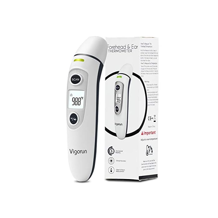 【New Version】Vigorun Medical Forehead and Ear Thermometer, Digital Infrared Temporal Thermometer for Fever, Instant…