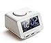 Homtime C1PRO Bedside Alarm Clock with USB Charger and Bluetooth Speaker for Heavy Sleeper, Dimmable, Temperature, Backup Battery for Time, White