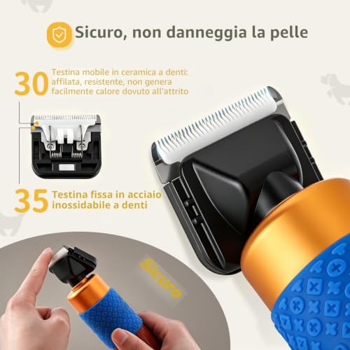 CGOLDENWALL 200W Dog Clipper with 3M Power Cable and 2 Blades, Low Noise and Vibration, Professional Electric Clipper for Dogs and Cats, Rabbits, Sheep and Other Animals