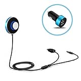 Bluetooth Receiver,AMAKE Dual USB Charger 2 Ports Wireless Audio Music Adapter Car Kits Hands-free Calls with 3.5mm Aux Jack Built-in Microphone Support SIRI for iPhone iPod Android Smartphones