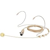 YXG Beige Microphone Headworn Earset Over Ear Hanging Mic Low Profile Light-Weight Compatible with AKG Wireless System Bodypack Transmitter,with 1.45m Cable Mini XLR Plug