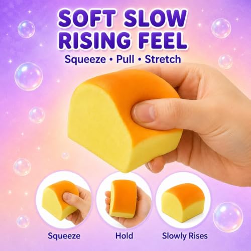 Last page® 8 in 1 Squishy Variety Pack Piece Fun Box Squeeze Toys Set Slow Rising Butter Strawberry Sugar Filled Ice Cube Apple Bread Cat Paw Balls for Adults Stress Relief Gift Stretchy Daily Use
