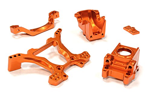 Integy RC Model Hop-ups C25807ORANGE Billet Machined Rear Gearbox & Shock Tower for Traxxas 1/10 Telluride 4X4