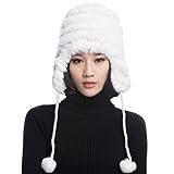 Women's Rex Rabbit Fur Hats Winter Ear Cap Flexible Multicolor