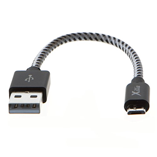 Xillie Short USB 2.0 A Male to Micro B USB Triple Shielded Wired Cable, 0.5 Feet - Black