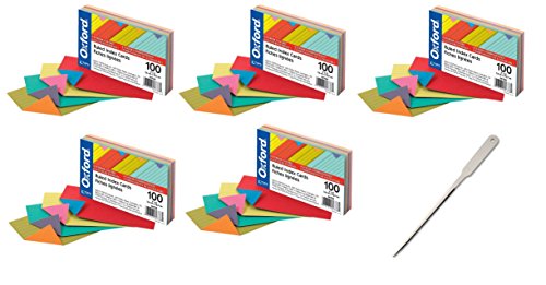 Oxford Extreme Index Cards, 3 x 5 Inches, Assorted Colors, 100 per pack, Pack Of 5, 500 Cards Total (04736) - Bundle Includes a Letter Opener - Thumbnail 4