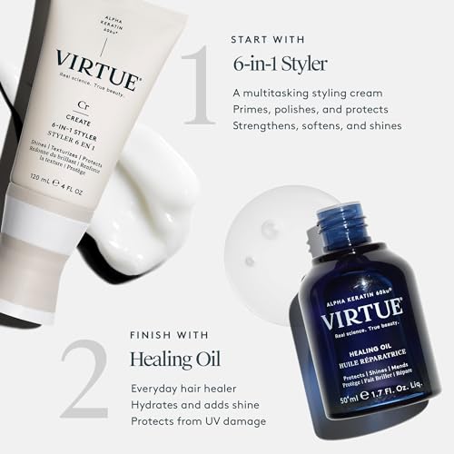 Virtue 6-in-1 Hair Styler, Styling Cream with Heat Protection, Safe for All Hair Types, Color Safe