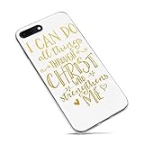 iPhone 8 Case Girls,iPhone 7 Case,Cute Women Christian Inspirational Motivational Bible Verses Quotes Can Do All Things Through Christ Who strengthens Me Soft Clear Side Case for iPhone 8/iPhone 7