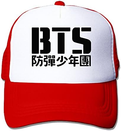 BTS Bangtan Boys Kpop Hat Trucker Adjustable Red One Size For Adult