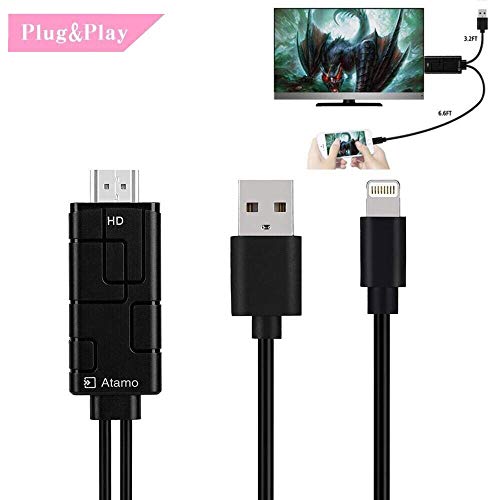 Compatible with iPad iPhone to TV HDMI Adapter,1080P High resolution HDMI Adapter Cable,Support 1080P HDTV Compatible with iPhone X 8 7 6 Plus 5s 5, iPad, iPod to TV Projector Monitor