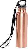 Mindful Design Pure Copper Polished Water Bottle - Leak-Proof Solid Copper Vessel for Ayurvedic Health Benefits (31 oz)